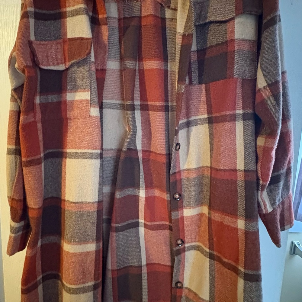 Plaid Button-Up Shirt Jacket